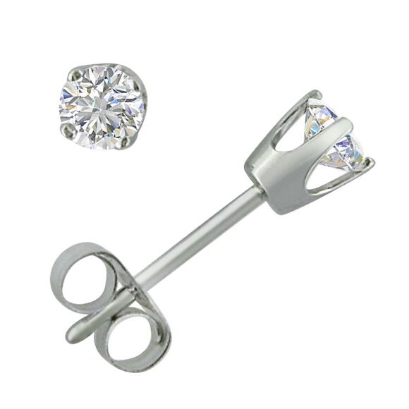 AGS Certified 1/3ct Diamond Stud Earrings set in Solid 14K White Gold